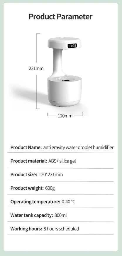 New Anti-Gravity Humidifier Desktop Mute Large Capacity Small Household Air Humidifier Bedroom Air Purification Fog